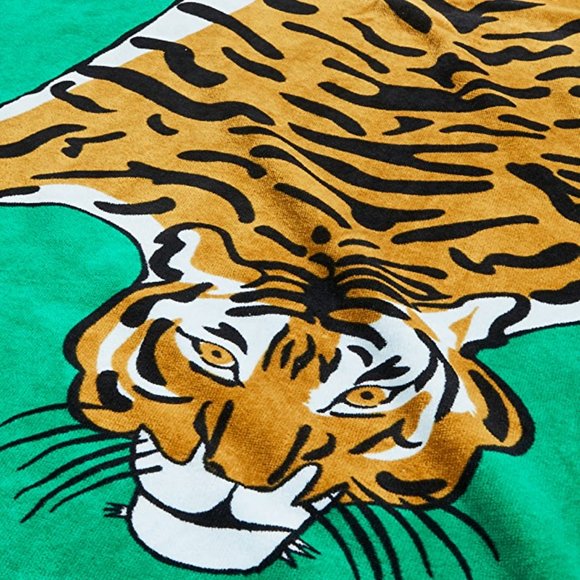 ❌SOLD❌ Jonathan Adler Tiger Beach Towel Green New With Tags - Picture 4 of 4